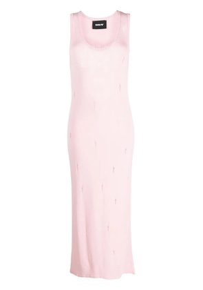 BARROW distressed knitted maxi dress - Pink
