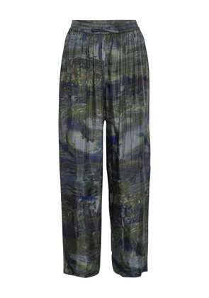 Henrik Vibskov landscape-print drawstring straight trousers - Green