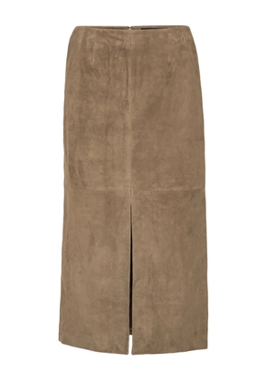 ROTATE BIRGER CHRISTENSEN slit suede midi skirt - Brown