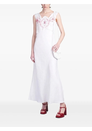 HOLY CAFTAN embroidery-detail midi dress - White