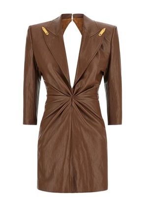 Elisabetta Franchi peak-lapel mini dress - Brown