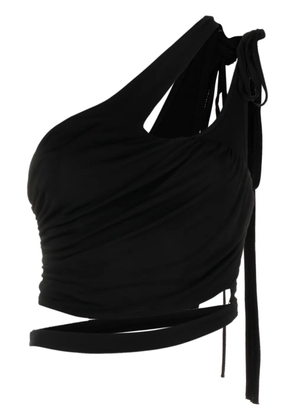 ANDREĀDAMO cut-out draped cropped top - Black