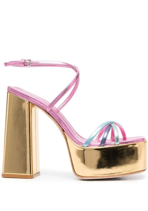 Haus of Honey foil-effect platform sandals - Pink