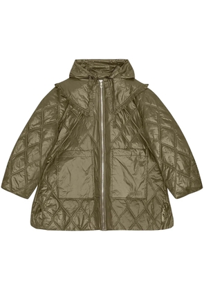 GANNI quilted zipped puffer jacket - Green