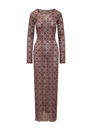 Marine Serre monogram long-sleeve maxi dress - Purple