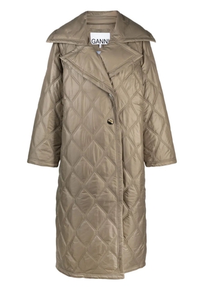 GANNI quilted recycled-shell coat - Brown