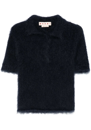 Marni brushed-effect polo top - Blue