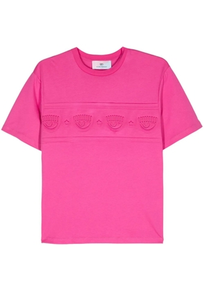 Chiara Ferragni Eyelike-embossed cotton T-shirt - Pink