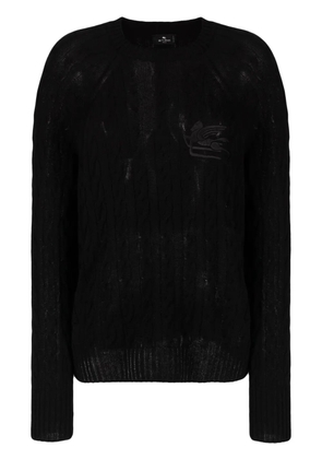 ETRO logo-embroidered cable-knit jumper - Black