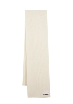 Jil Sander logo-patch wool scarf - Neutrals