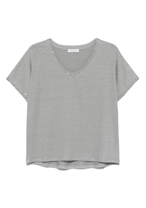 Le Tricot Perugia sequined-trim T-shirt - Grey