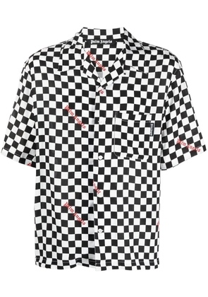 Palm Angels checkerboard-print bowling shirt - Black