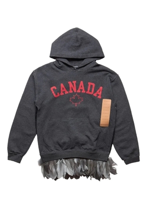 4SDESIGNS feather trim hoodie - Grey