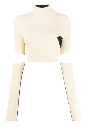 Off-White ribbed knitted cropped top - Neutrals