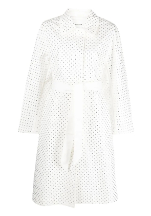 P.A.R.O.S.H. rhinestone-embellished cotton trench coat - White
