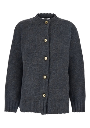 Grifoni ribbed-trim button-up cardigan - Grey