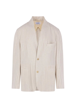 Hed Mayner pinstripe collarless blazer - Neutrals
