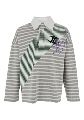 JORDANLUCA striped logo polo shirt - Grey