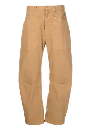 Nili Lotan Shon cropped angular-leg trousers - Brown