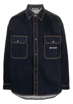 Palm Angels logo-embroidered denim shirt - Blue