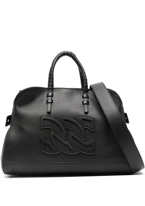 Casadei embossed-logo leather tote bag - Black