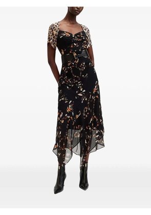 AllSaints Leah animal-print asymmetric dress - Black