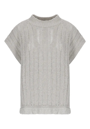 Kangra round-neck fringed-detail top - Grey