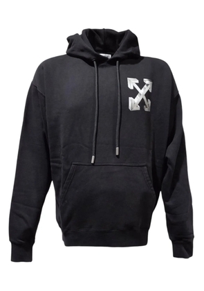 Off-White logo-print cotton hoodie - Black
