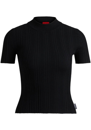 HUGO mock-neck ribbed-knit top - Black