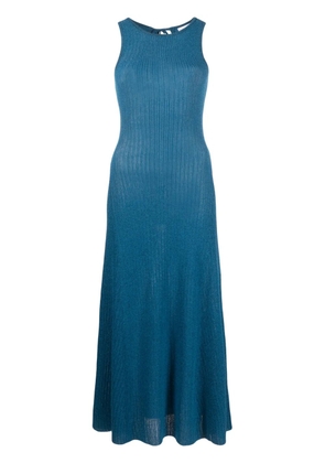 GANNI metallic ribbed midi dress - Blue