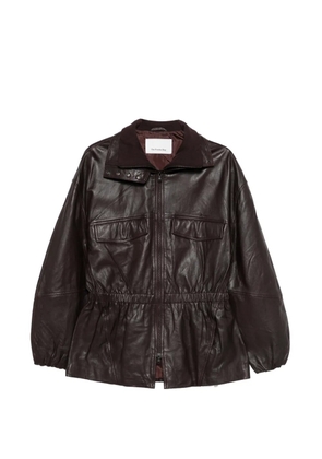 The Frankie Shop Carnaby Funnel neck leather jacket - Brown