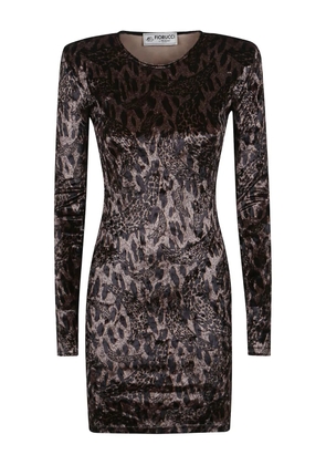 Fiorucci velvet leopard-print dress - Brown
