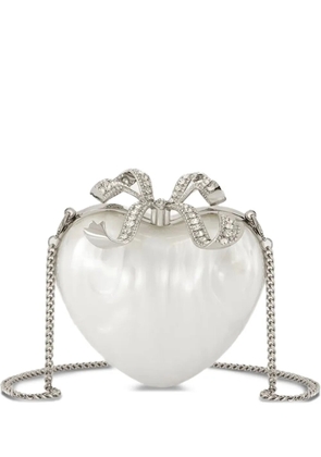 Self-Portrait heart-shaped crystal-embellished clutch - Neutrals