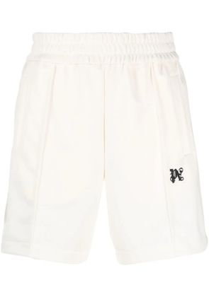 Palm Angels monogram-embroidered track shorts - White