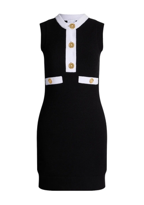 Patou button textured mini dress - Black