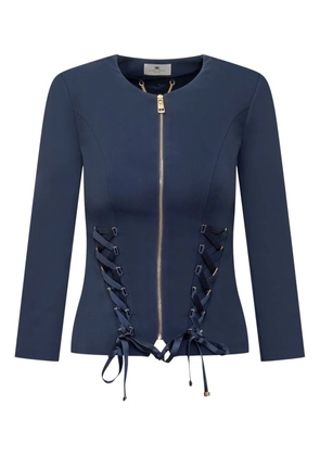 Elisabetta Franchi lace-up zip-front jacket - Blue