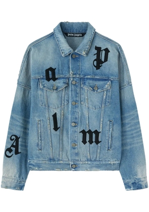 Palm Angels logo-patches denim jacket - Blue