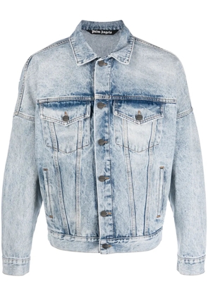Palm Angels logo-print denim trucker jacket - Blue