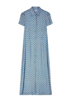 DRIES VAN NOTEN devoré shirt midi dress - Blue