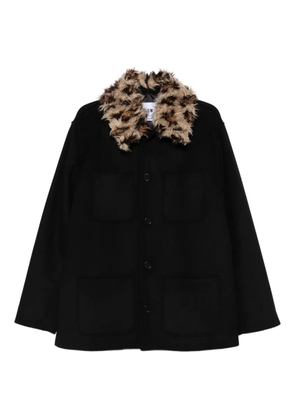MSGM faux-fur collar jacket - Black
