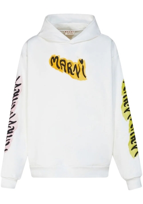 Marni graffiti-print cotton hoodie - White