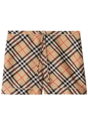 Burberry check-print silk shorts - Neutrals