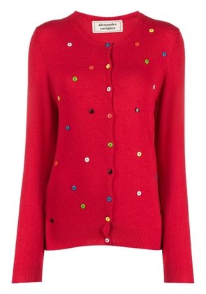 alessandro enriquez button-embellished wool-blend cardigan - Red