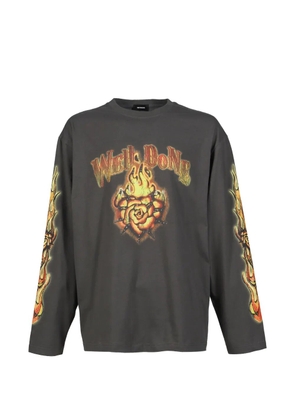 We11done flame-graphic T-shirt - Grey