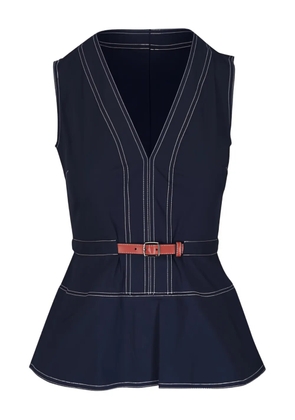 Veronica Beard Nickleby belted V-neck top - Blue