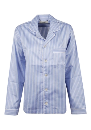 TEKLA striped button-front pajama shirt - Blue
