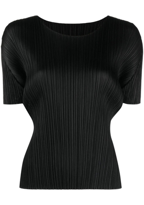 Pleats Please Issey Miyake round-neck plissé T-shirt - Black