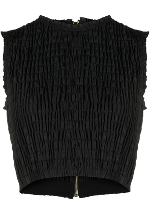 Patou smock-detail crop top - Black