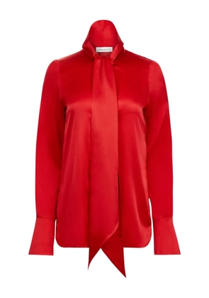 Nina Ricci satin tie-neck shirt - Red
