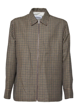 Jil Sander gingham-pattern zip-up shirt - Brown